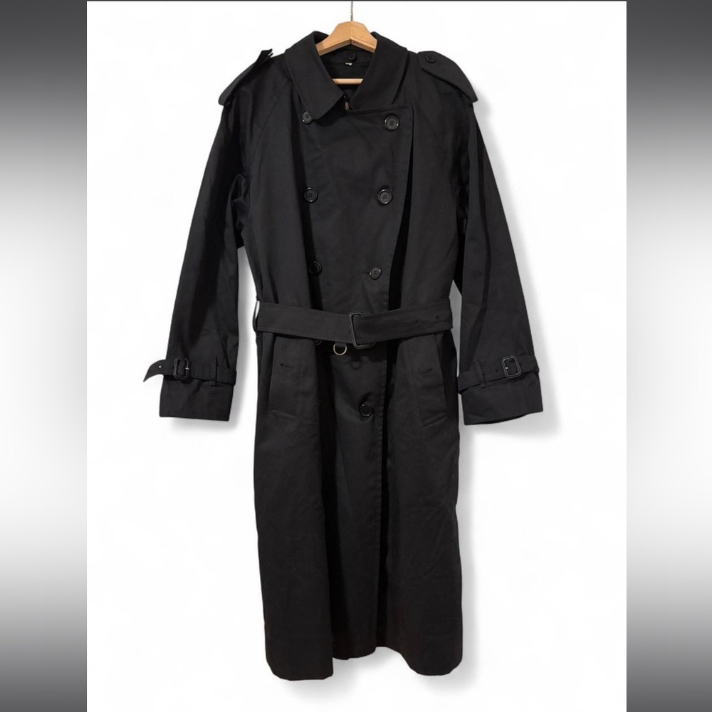 Vintage Black Burberry Trench Coat Unisex
